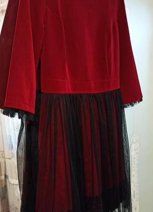 Платье (вишневое с черным фатином)2 фото