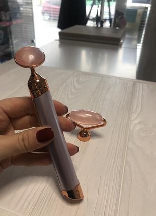 Ролик - массажер для лица flawless conto facial roller massager (розовый)2 фото