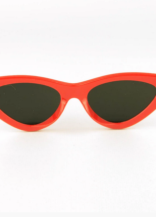 Зеркальные солнцезащитные женские очки кошачий глаз - красные3 фото