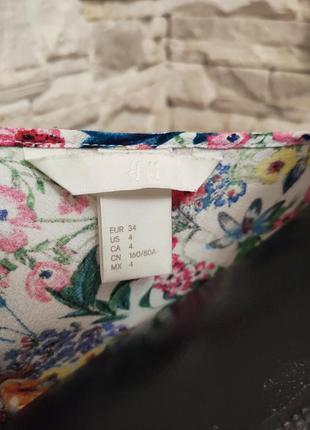 Актуальна блуза футболка туніка подовжена h&m квітковий принт3 фото
