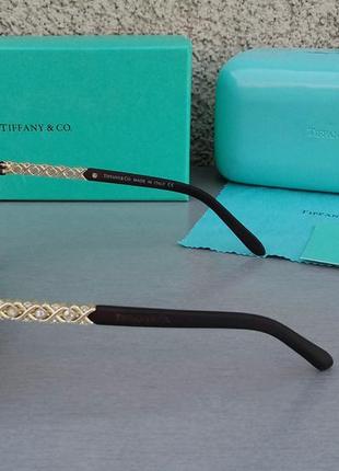 Tiffany and co жіночі сонцезахисні окуляри коричневі з золотом градієнт3 фото