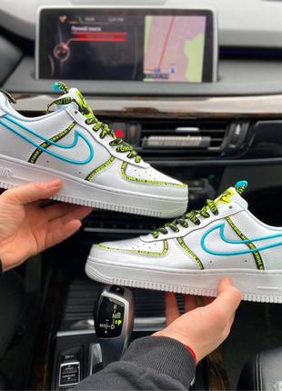 Nike air force 1 white green, мужские кроссовки найк