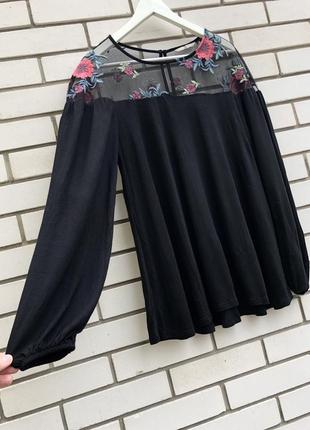 Чёрная блузка с вышивкой большого размера tu1 фото