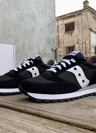 Мужские оригинальные кроссовки saucony jazz original 2044-449s black white черные3 фото