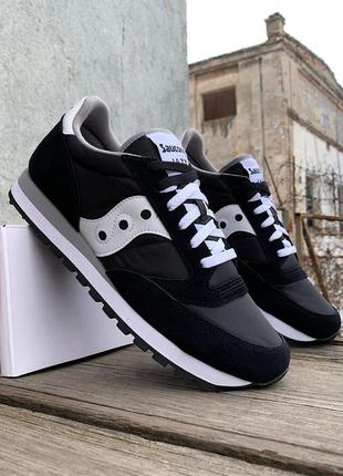 Мужские оригинальные кроссовки saucony jazz original 2044-449s black white черные1 фото