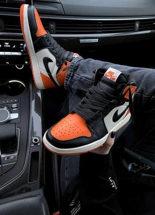 Nike air jordan 1  orange🆕шикарные женские кроссовки🆕кожаные высокие найк аир джордан🆕9 фото