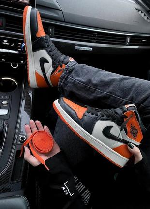 Nike air jordan 1  orange🆕шикарные женские кроссовки🆕кожаные высокие найк аир джордан🆕6 фото