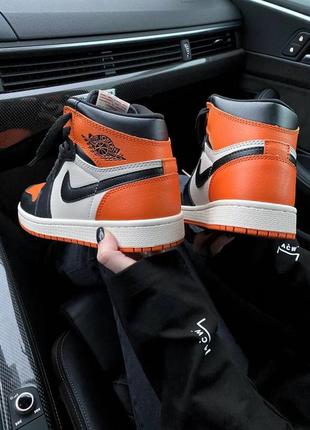 Nike air jordan 1  orange🆕шикарные женские кроссовки🆕кожаные высокие найк аир джордан🆕8 фото