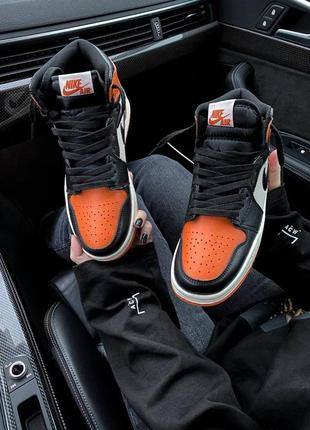 Nike air jordan 1  orange🆕шикарные женские кроссовки🆕кожаные высокие найк аир джордан🆕10 фото