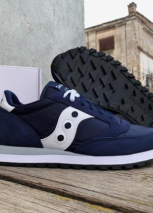 Мужские оригинальные кроссовки saucony jazz original 2044-316s navy/white синие2 фото