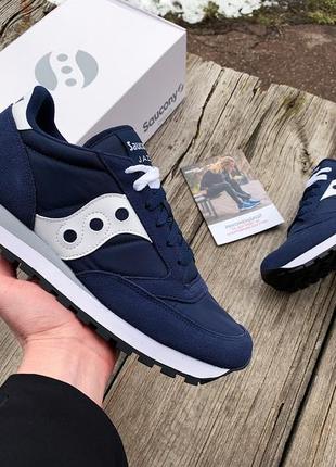 Мужские оригинальные кроссовки saucony jazz original 2044-316s navy/white синие3 фото