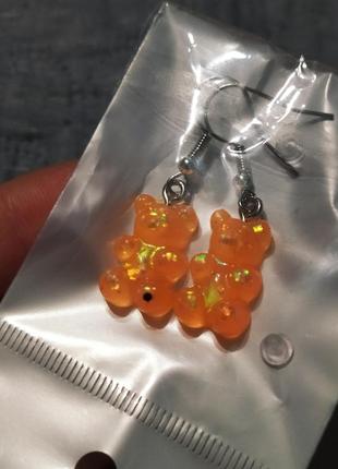 Сережки ведмедики желейні сережки ведмежатка тедді в стилі аніме панк хіп хоп6 фото