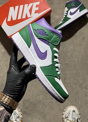 Мужские кроссовки nike air jordan 1 mid incredible hulk  41-42-43-44-45