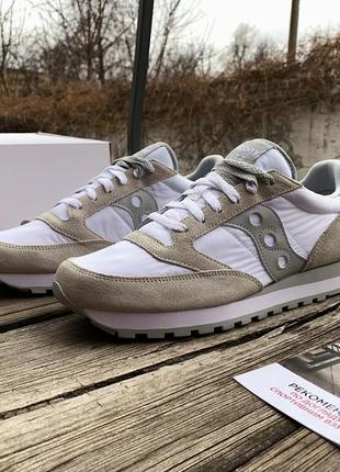 Мужские оригинальные кроссовки saucony jazz original 2044-396s white белые бежевые9 фото