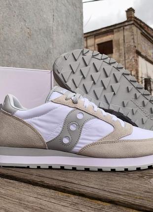 Мужские оригинальные кроссовки saucony jazz original 2044-396s white белые бежевые2 фото