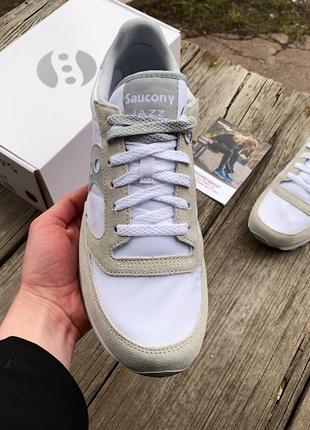 Мужские оригинальные кроссовки saucony jazz original 2044-396s white белые бежевые5 фото