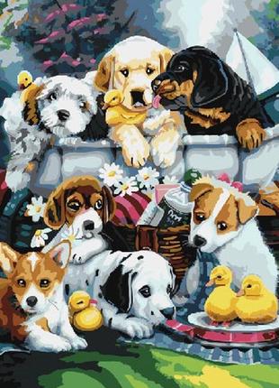 Картина за номерами зграя цуценят браш
