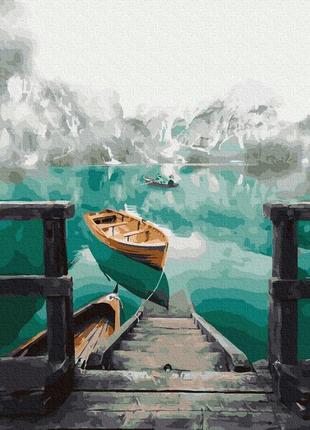 Картина по номерам лодка на озере брайес