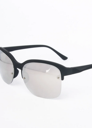 Солнцезащитные очки унисекс черные с зеркальными линзами4 фото