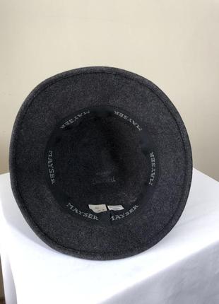 Mayser чорний фетровий капелюх клош з шкіряною стрічкою6 фото