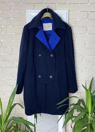 Пальто шерстяное синее esprit двубортное (zara mango