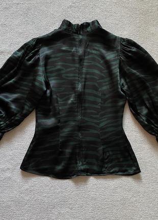 Блуза топ с объёмными рукавами принт  ganni7 фото