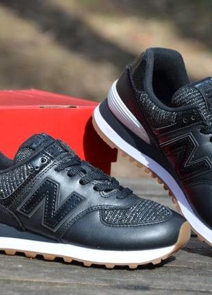 Оригинал new balance шикарные кожаные черные кроссовки 574 wl574pmd нью беланс1 фото