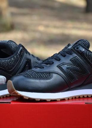 Оригинал new balance шикарные кожаные черные кроссовки 574 wl574pmd нью беланс6 фото