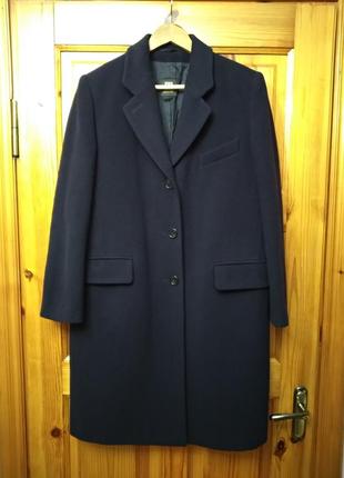Розкішне довге вовняне пальто як нове темно-синій madeleine розмір 40