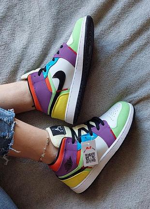 Nike jordan 1 multicolor, женские кроссовки