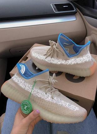 Adidas yeezy boost 350 v2 linen 🤩 reflective, женские кроссовки адидас изи