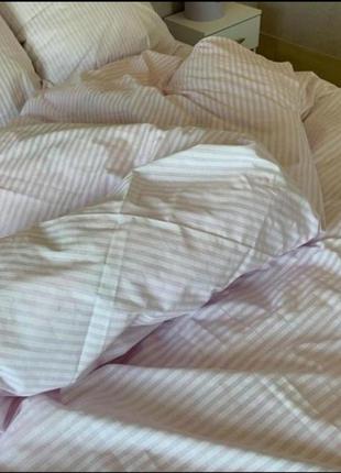 Комплект постельного белья в полоску, белый, 💯 хлопок, есть все размеры