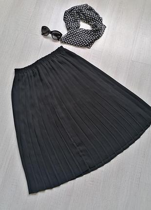 ♠️чёрная плиссированная юбка миди♠️полупрозрачная юбка в складку2 фото