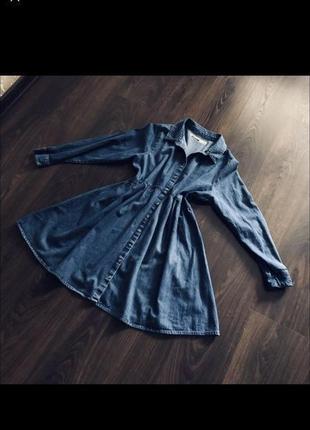 Джинсове розкльошені сукні з довгими рукавами від бренду asos3 фото