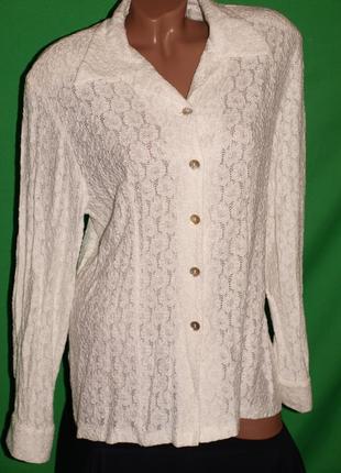 Красива молочна блуза (л виміри)ажурна з візерунком, чудово виглядає.2 фото
