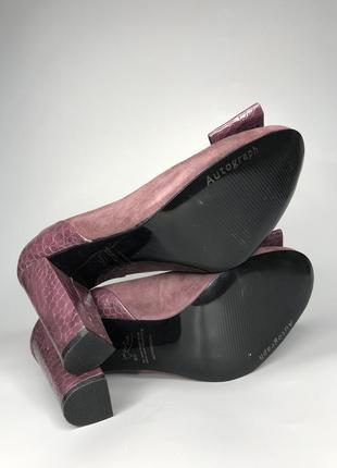 Кожаные туфли с бантом на блочном каблуке ортопедические питон margiela owens5 фото