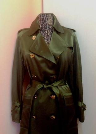 Розкішний французький тренч "bgn" з атласної тканини темно-зеленого кольору