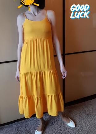 Яркий,сочный желтый сарафан, платье воланами primark2 фото