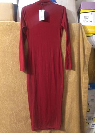 Missguided длинное бордовое платье миди бургунди6 фото