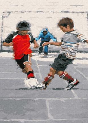 Картина по номерам маленькие футболисты браш