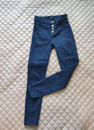 Джинсы skinny синие в полоску