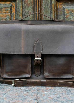 Мужской кожаный портфель для бумаг. деловая сумка под ноутбук1 фото