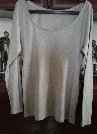 Лонгслив, футболка с длинным рукавом ,фуфайка серый с декольте esprit