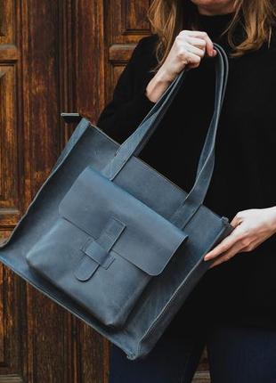 Кожаная женская сумка, повседневная кожаная сумка - шоппер1 фото