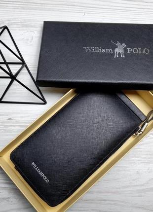 Универсальный кожаный чехол кошелек william polo оригинал (266black) матовый черного цвета