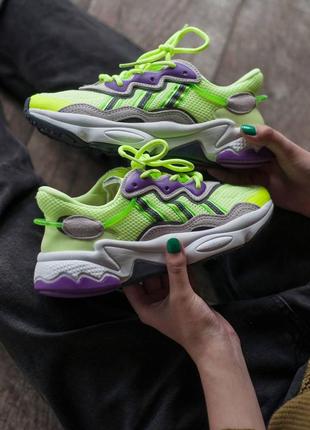 💚🌼💜adidas ozweego green purple white💜🌼💚женские кроссовки адидас, жіночі кросівки адідас озвіго зелені