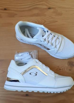 Skechers кросівки, оригінал, білі з люрексом, сріблясті, блискучі, взуття з сша