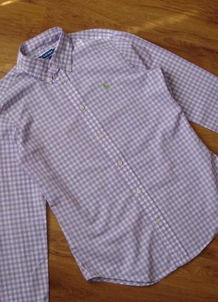 Базовая хлопковая рубашка в клетку, сustom fit от ralph lauren, р.m