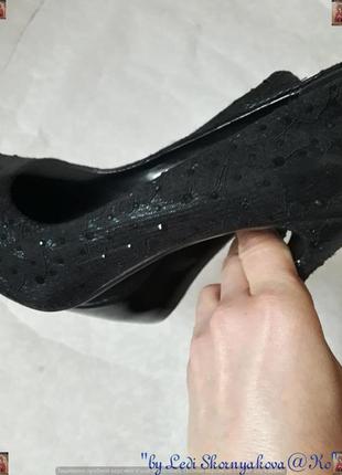 Нарядные шикарные туфли-лодочки с камушками в чёрном цвете, размер 403 фото
