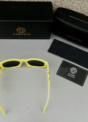 Очки в стиле versace трендовые солнцезащитные очки желтые яркие узкие модные5 фото